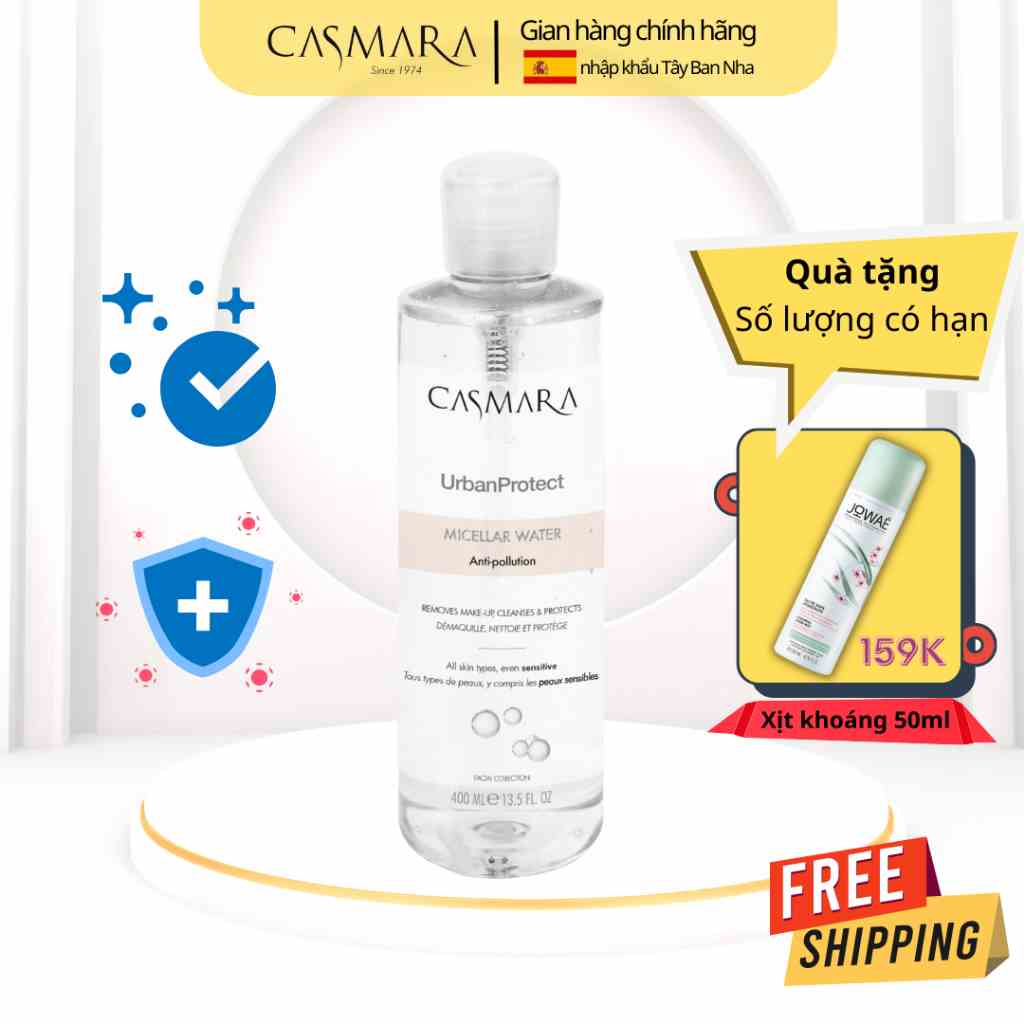 Nước tẩy trang bảo vệ da Casmara Micellar Water Anti-pollution - 400ml - nhập khẩu Tây Ban Nha