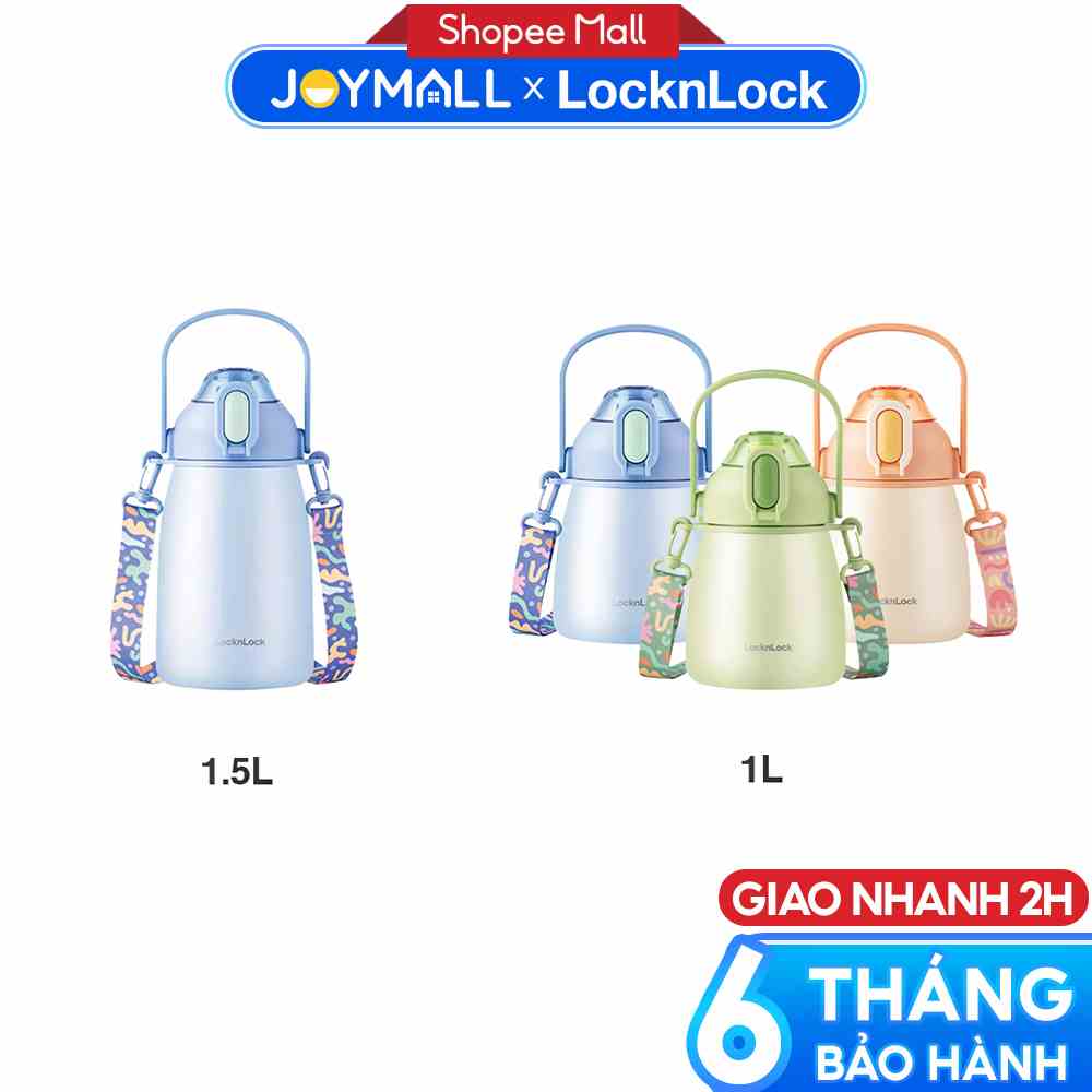 Bình giữ nhiệt LocknLock LHC3311 LHC3312 1lít 1.5 lít-Hàng chính hãng, có ống hút, dây đeo quai xách (ĐỘC QUYỀN JOYMALL