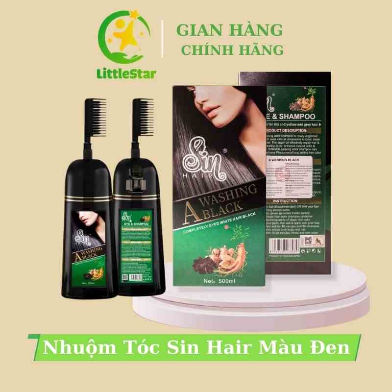 Dầu Gội Đầu Phủ Bạc Sin Hair Màu Đen 500ml, Phủ Bạc Tại Nhà An Toàn , Không Ngứa Rát