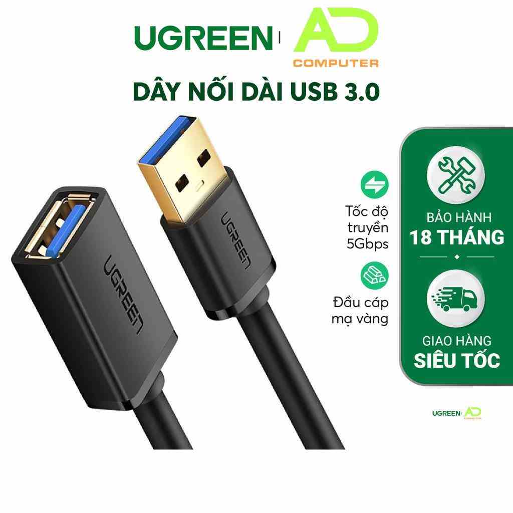 [Mã BMLTB35 giảm đến 35K đơn 99K] Dây nối dài USB 3.0 mạ vàng dài từ 1-3m UGREEN US129 dây dạng dẹt và tròn