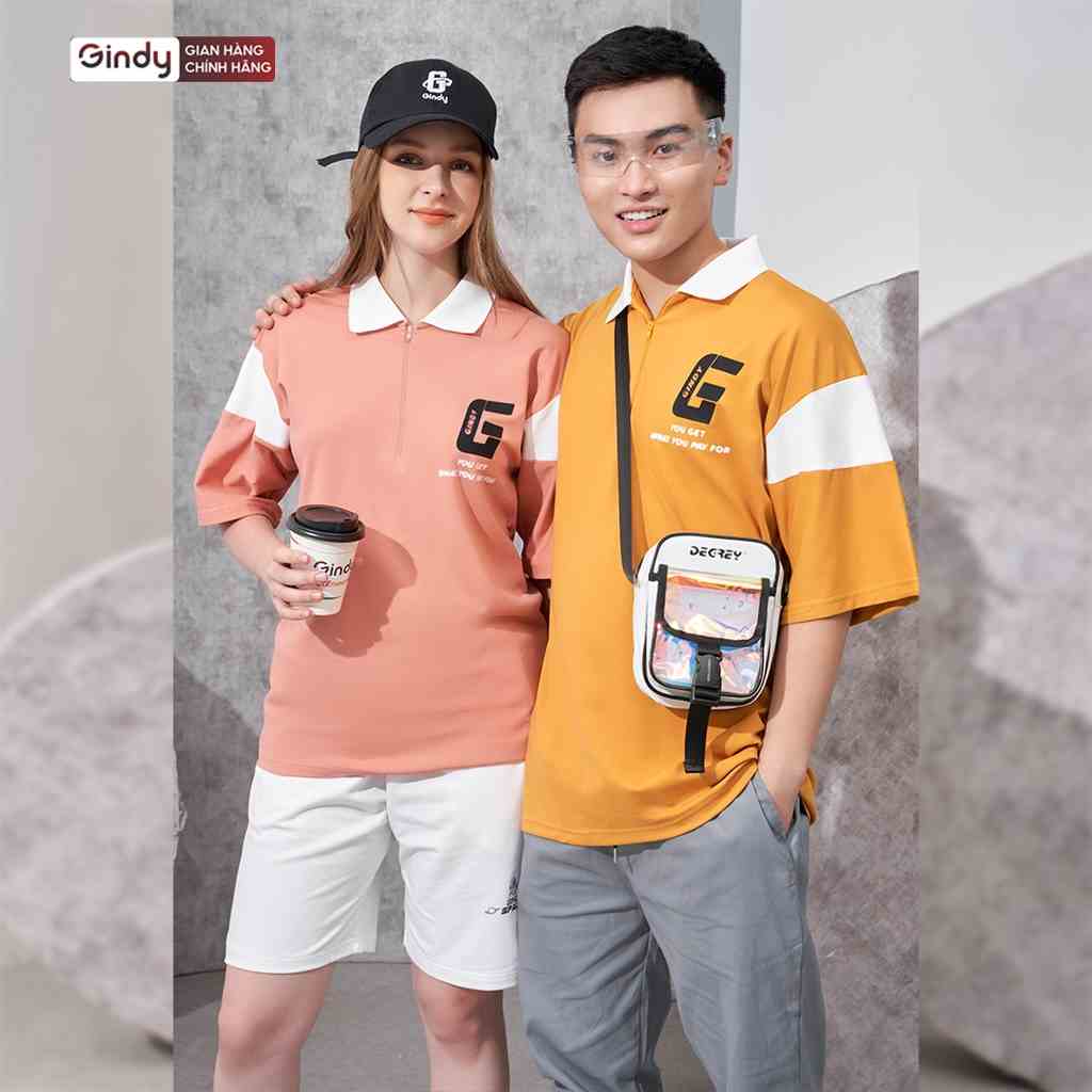 Áo thun polo nam nữ form rộng GINDY phông tay lỡ Local Brand phong cách Hàn Quốc A074