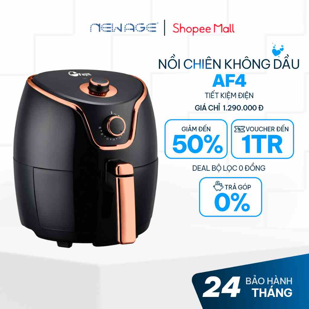 Nồi chiên không dầu 5 lít FujiE AF4, công suất 1400W đa chức năng, lòng nồi phủ chống dính - Bảo hành chính hãng 2 năm