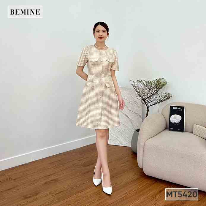 Đầm cổ tròn phối túi BEMINE MT5420DA