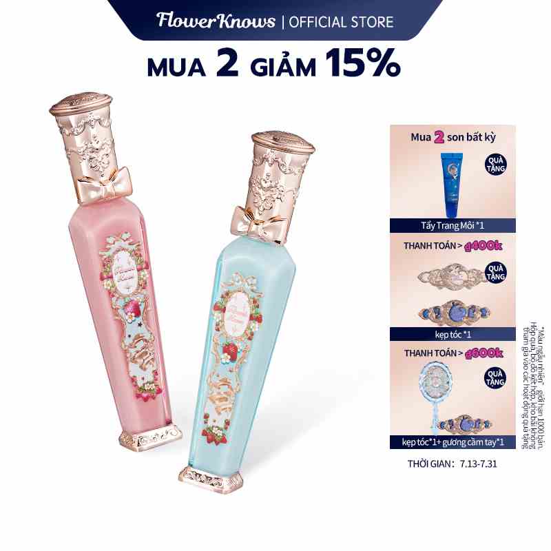 Son Kem 3.5ml Flower Knows Vỏ In Họa Tiết Hoa / Dâu Tây Xinh Xắn