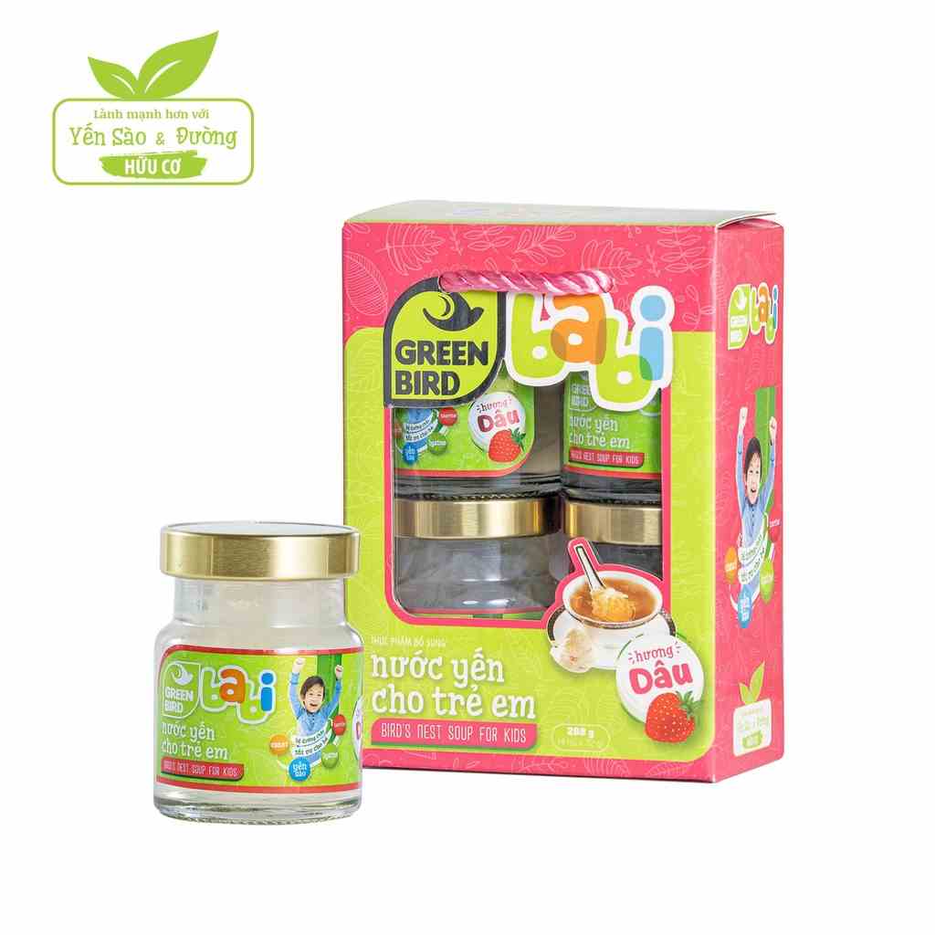 Lốc Green Bird - Babi Nước Yến Cho Trẻ Em Hương Dâu - (4hũ*72g)