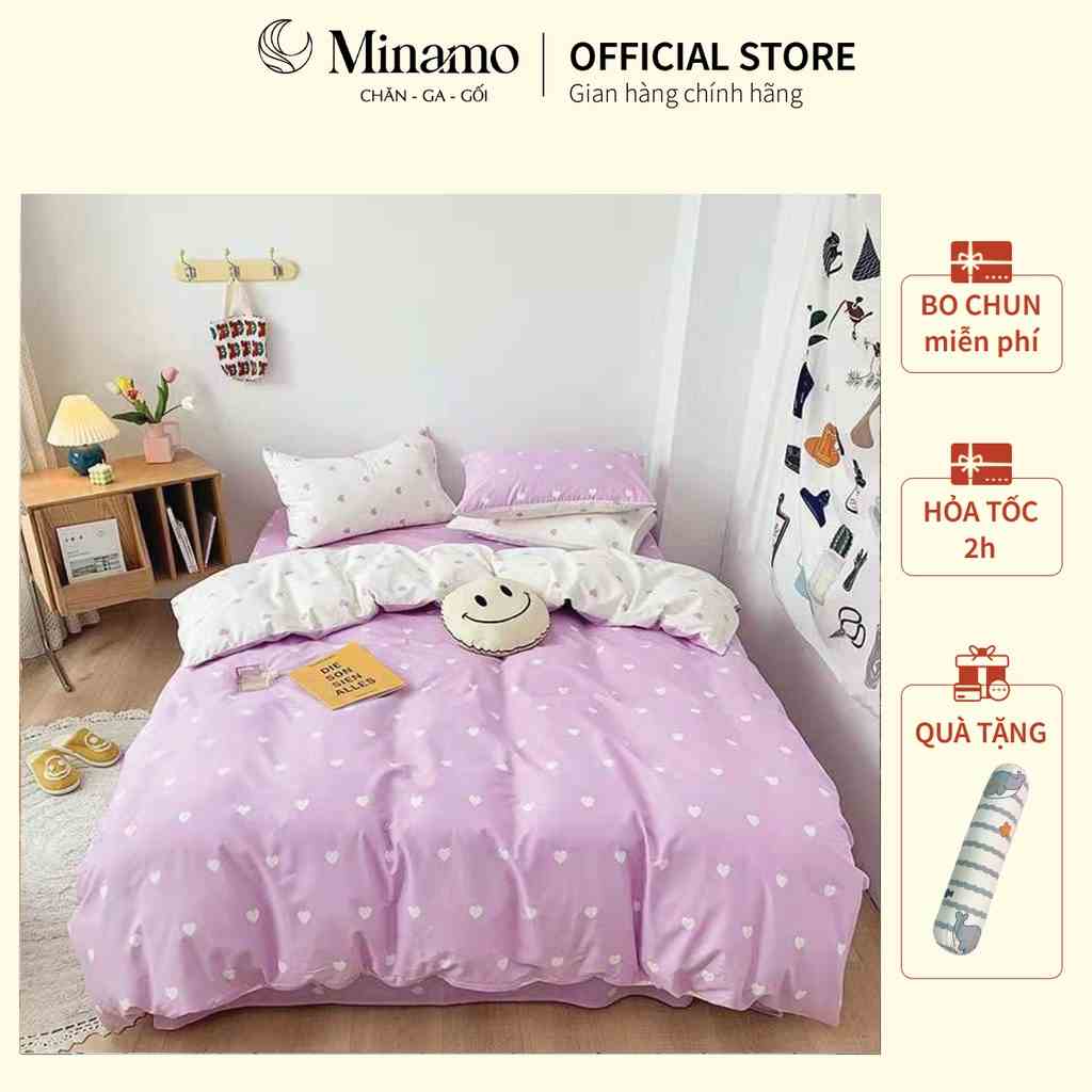 Bộ ga giường Cotton Poly 3D màu Pastel Hàn Quốc, hoạ tiết đa dạng, dùng 2 mặt, bo chun miễn phí - Minamo B04.7