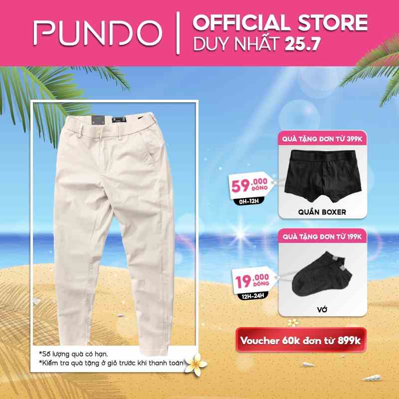 Quần kaki dài nam lưng thun PUNDO màu basic chất kaki mềm mịn QDPD048