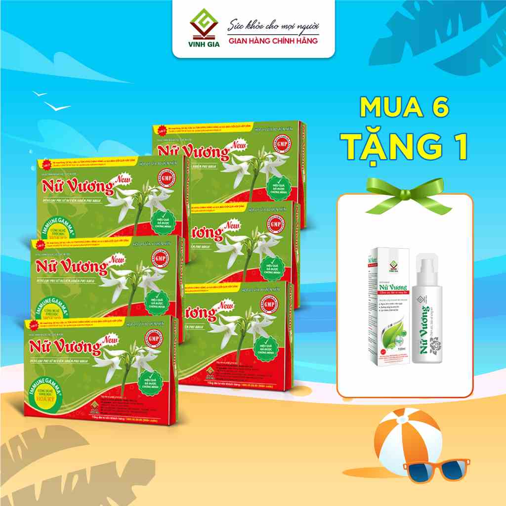 [Combo 6 Tặng 1 Gel] Viên Uống Phụ Khoa NỮ VƯƠNG NEW Hỗ Trợ Cân bằng pH, Cấp Ẩm Hiệu Quả Hộp 30 Viên