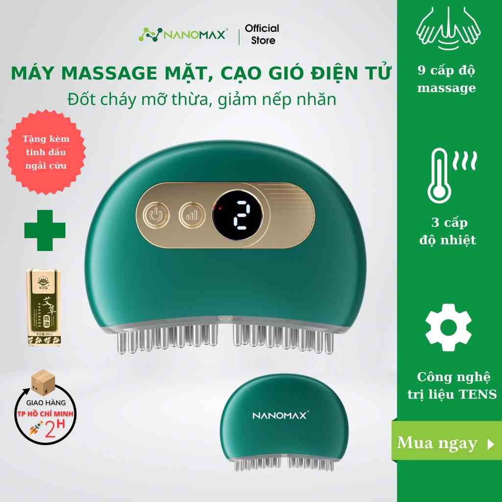 Máy Massage Cầm Tay Mini Toàn Thân Nanomax Mn-01, Cạo Gió Điện Tử, 9 Chế Độ Mát Xa, 3 Chế Độ Nhiệt, Trẻ Hóa Làn Da