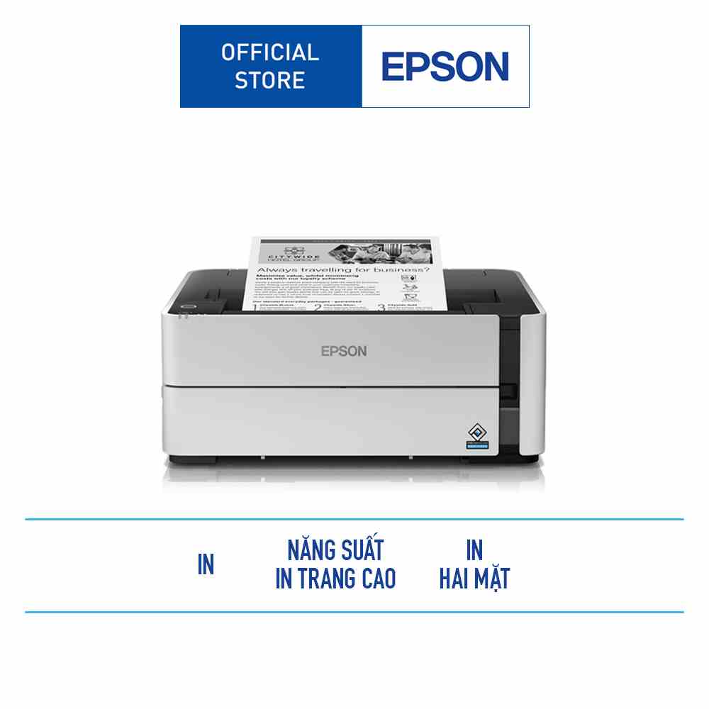 [Mã ELCL7 giảm 7% đơn 300K] Máy in trắng đen đơn năng in đảo mặt tự động khổ A4 Epson EcoTank M1140