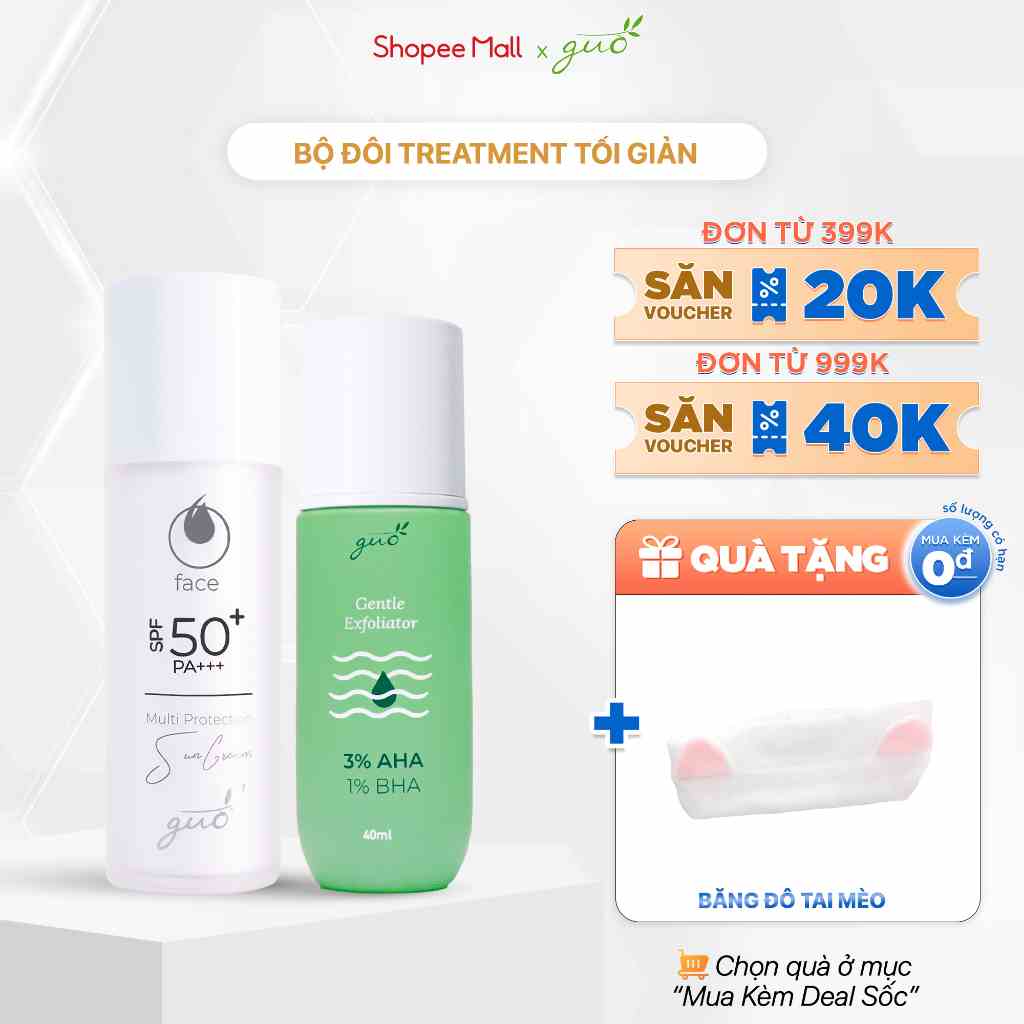 Bộ Đôi Treatment Cho Da Dầu Mụn, Da Nhạy Cảm GUO  2 Sản Phẩm - [Bảo Vệ, Phục Hồi Da Tối Đa]