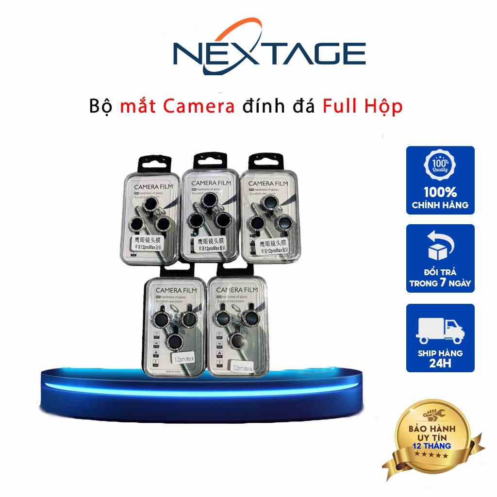 Bộ 3 Dán Mắt Camera Đính Đá Full Hộp Cao Cấp Cho Dòng Máy iP - Chính Hãng NEXTAGE