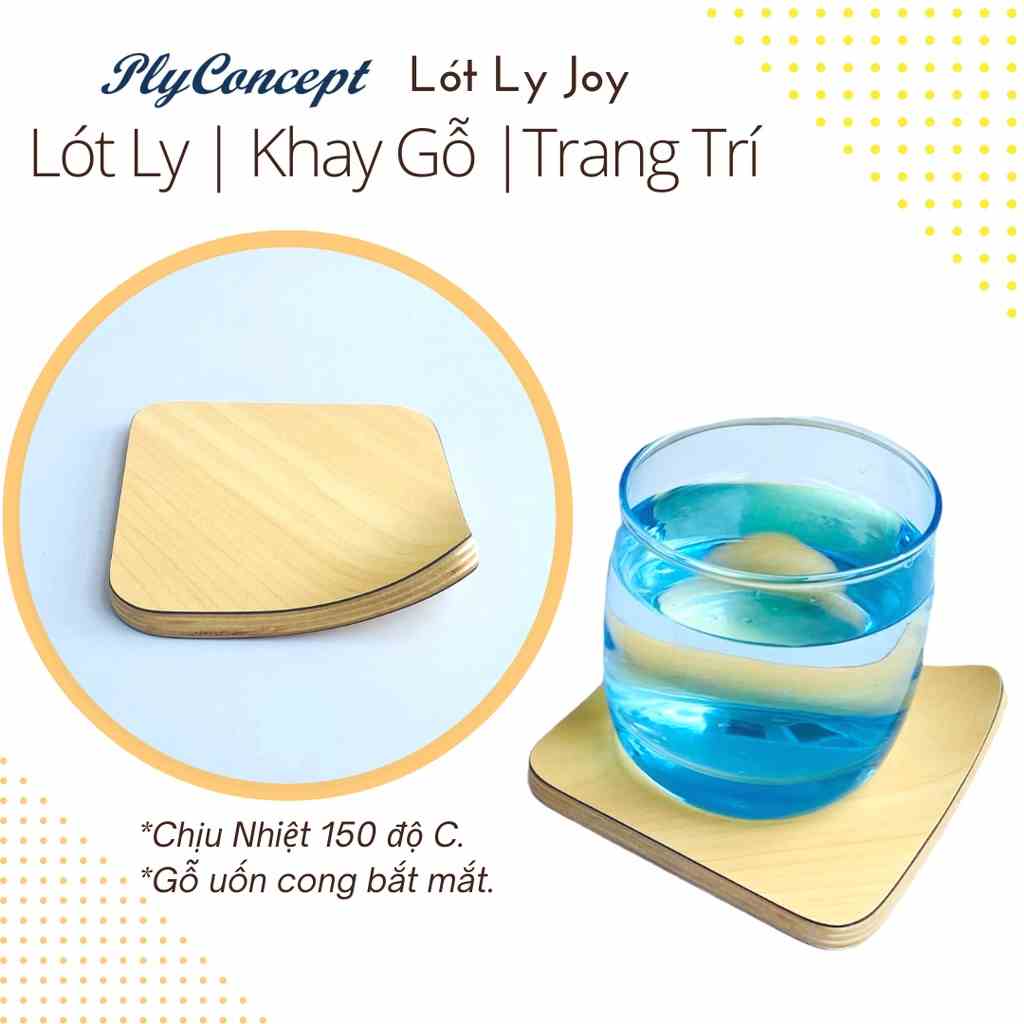 Đế Lót Ly Bằng Gỗ Uốn Cong, Khay Gỗ Decor, Chịu Nhiệt Độ Cao - PlyConcept Joy Wooden Coasters