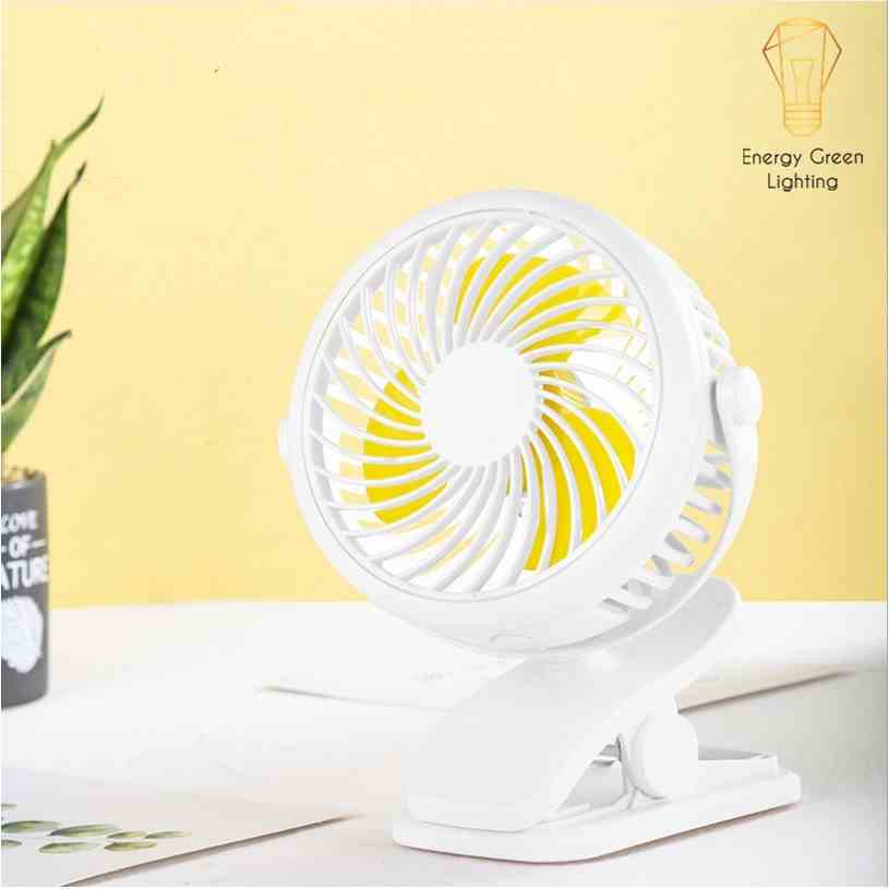 Quạt Kẹp Energy Green Lighting Mini Sạc Tích Điện Đa Năng JD-199B - Chuyên dùng cho xe đẩy em bé - Văn phòng công sở