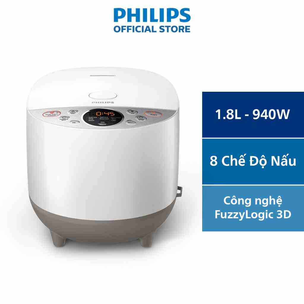 Nồi cơm điện tử Philips HD4515/55 | 1.8 lít | 5 lớp để dẫn nhiệt tốt - Hàng Chính Hãng