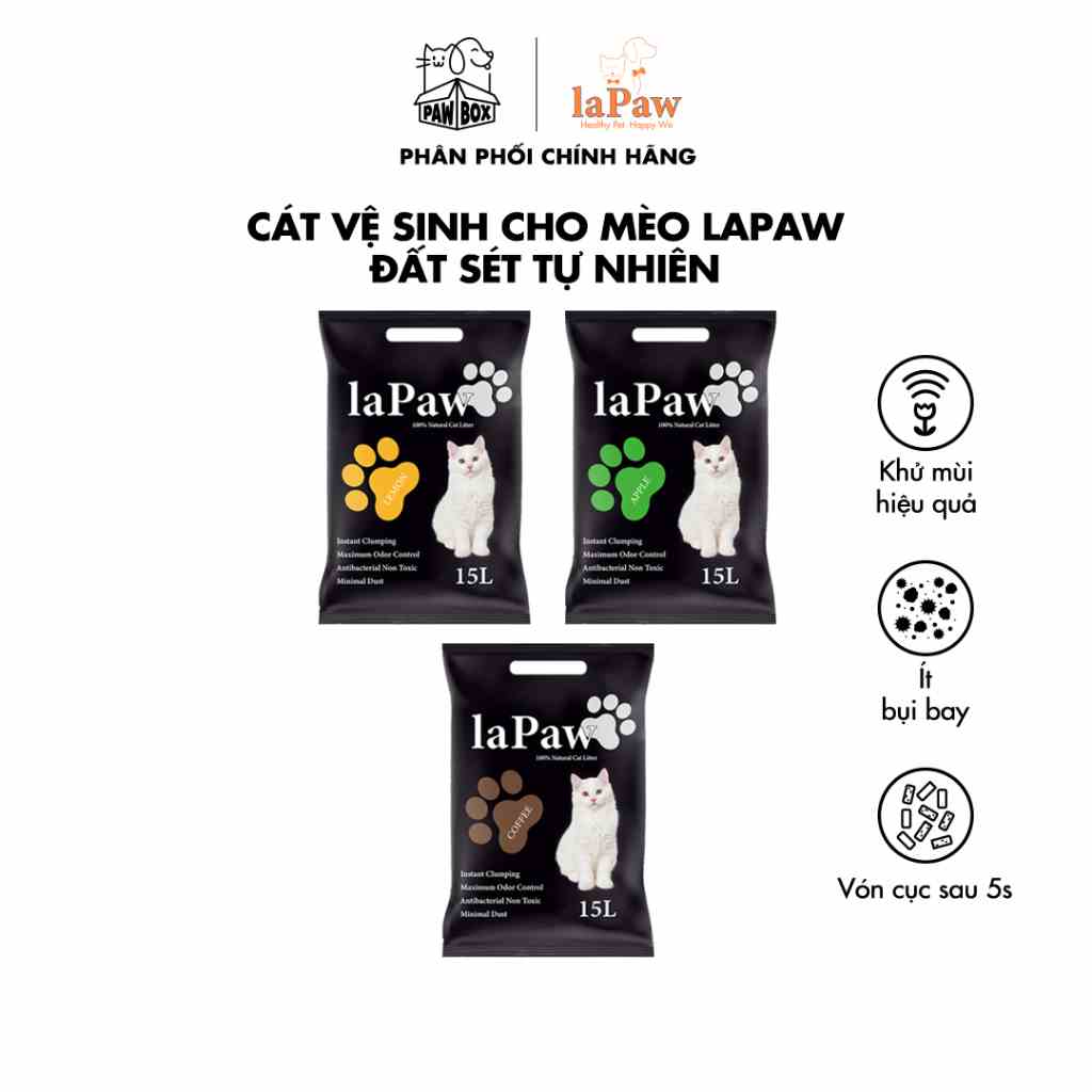 [Mã BMLTB35 giảm đến 35K đơn 99K] Cát vệ sinh cho mèo laPaw 8Kg vón cục 5s, khử mùi tốt và thầm hút nhanh