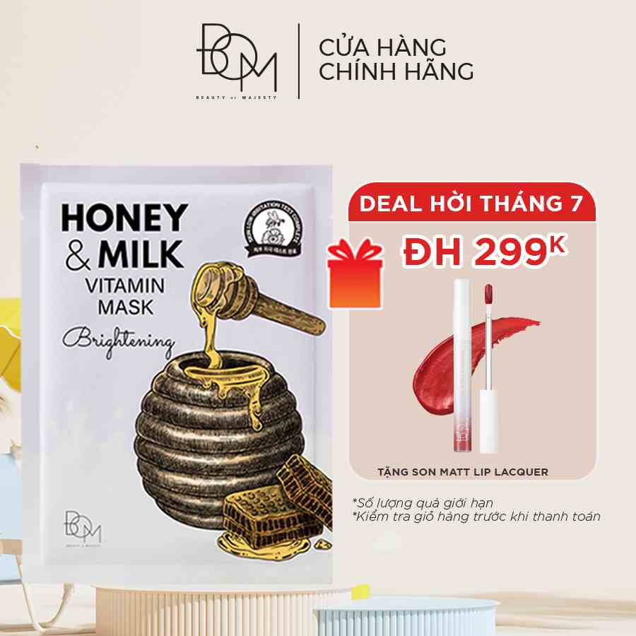 [Mã BMLTB35 giảm đến 35K đơn 99K] Mặt Nạ Làm Sáng Da BOM Honey & Milk Brightening Vitamin Mask 25g