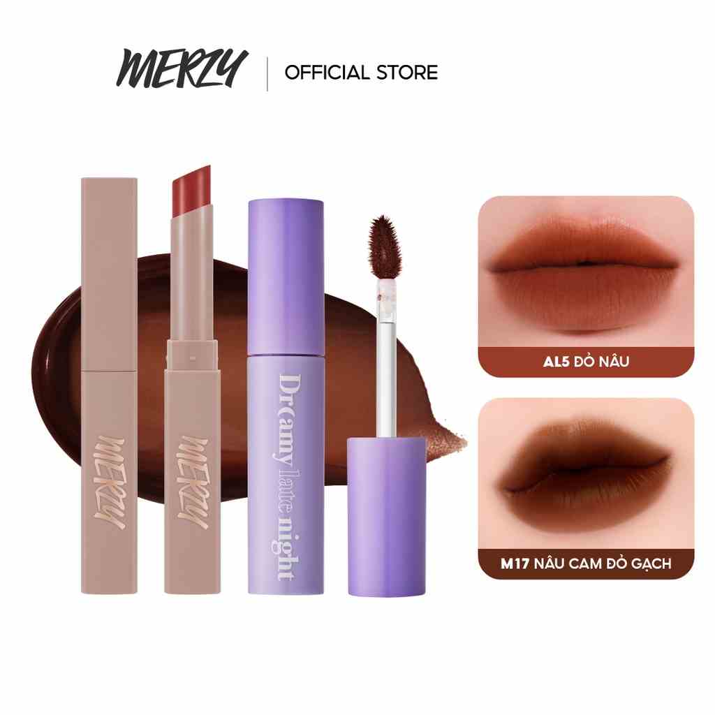 Combo 2 Son Thỏi Lì Merzy Academia Cotton Lipstick 1,8g + Son kem lì Merzy Dreamy Late Night Mellow Tint 4g