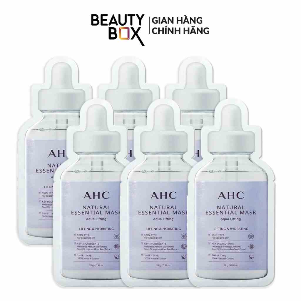 Combo 6 Mặt Nạ Giấy Nâng Cơ Ahc Natural Essential Mask Aqua Lifting 28gx6