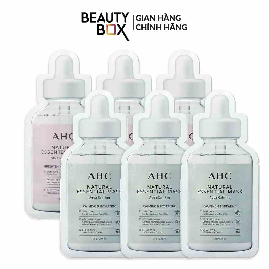 Combo 6 Mặt Nạ Giấy AHC Natural Essential (Brightening+Calming) 28gx6