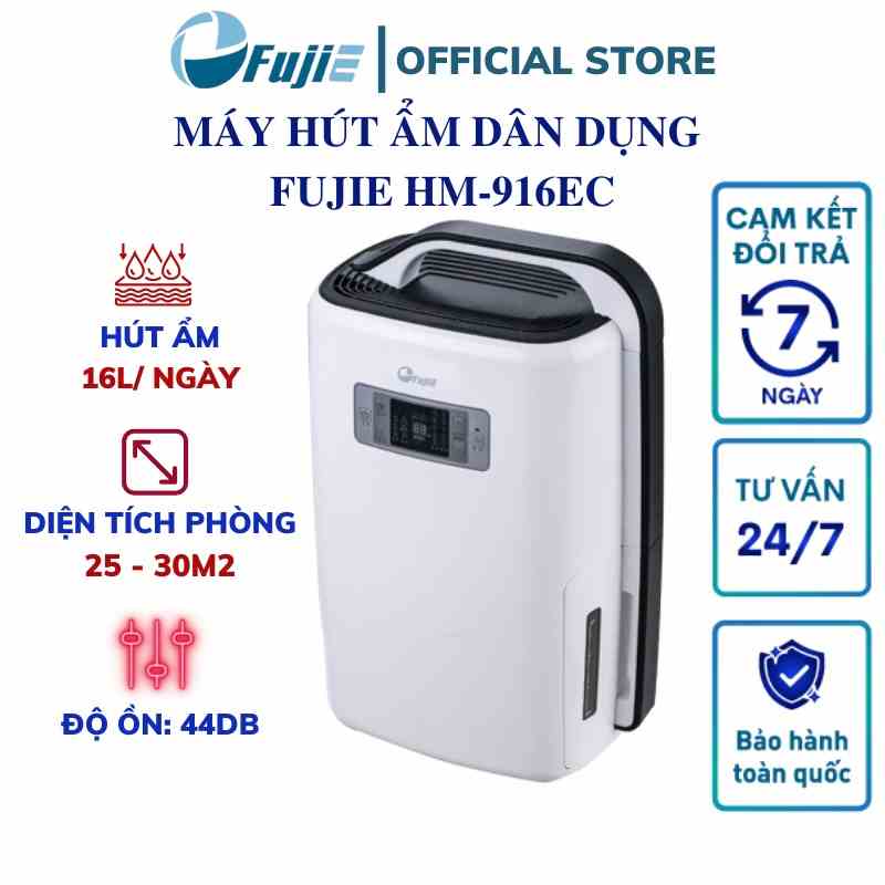 Máy hút ẩm dân dụng FujiE HM-916EC Công suất hút ẩm 16 lít/ngày - Công nghệ Nhật Bản - Bảo hành toàn quốc 24 tháng