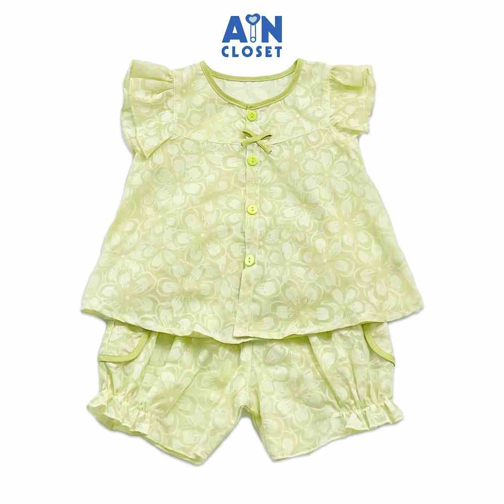 Bộ quần áo ngắn bé gái họa tiết hoa Mai Xanh green tea - AICDBGKNTPNW - AIN Closet