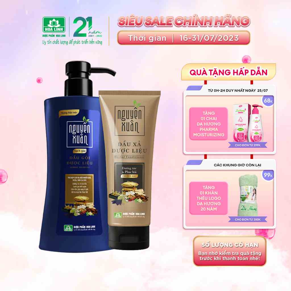 Bộ Dầu gội 350ml và Dầu xả 180ml Nguyên Xuân sạch gàu - Dành cho tóc gàu, ngứa