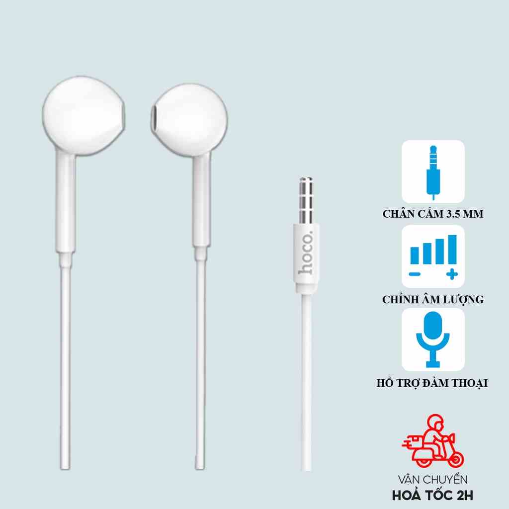 Tai nghe Hoco M1 giắc 3.5mm tròn có mic đàm thoại, hỗ trợ tăng giảm âm lượng, dây dài 120CM