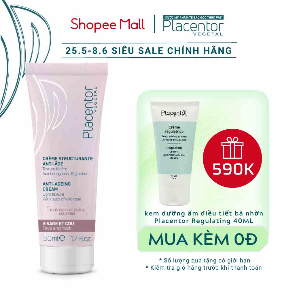 [Mã BMLTA35 giảm đến 35K đơn 99K] Kem dưỡng da chống lão hóa Placentor Anti-Ageing Cream Light Texture 50ml