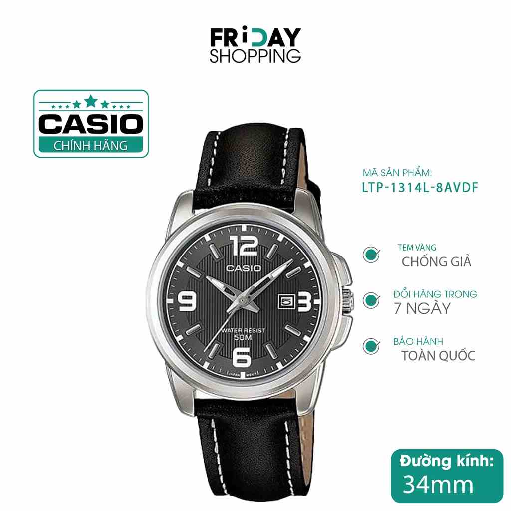 Đồng hồ nữ Casio LTP-1314L-8AVDF dây da chính hãng