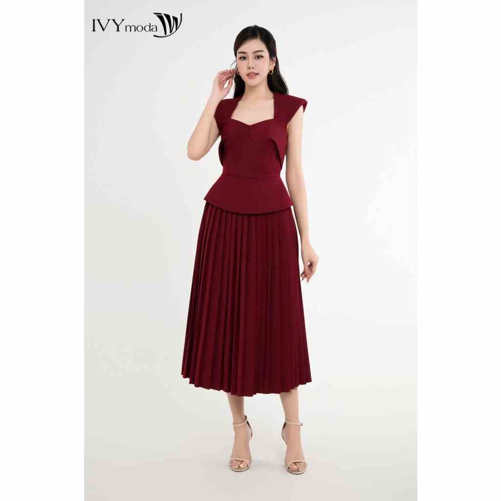 Đầm peplum xếp ly xòe nữ IVY moda MS 48M8126