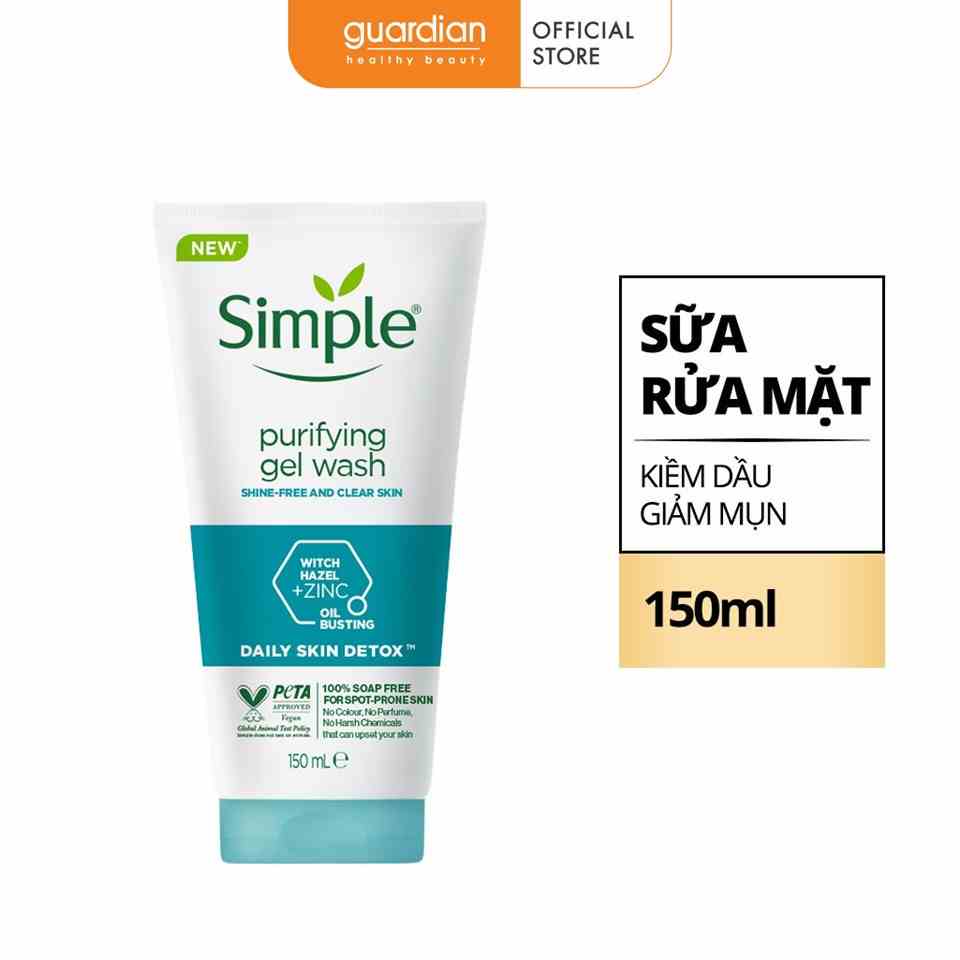 Sữa Rửa Mặt Kiềm Dầu Hỗ Trợ Ngừa Mụn Simple Purifying Gel Wash 150ml