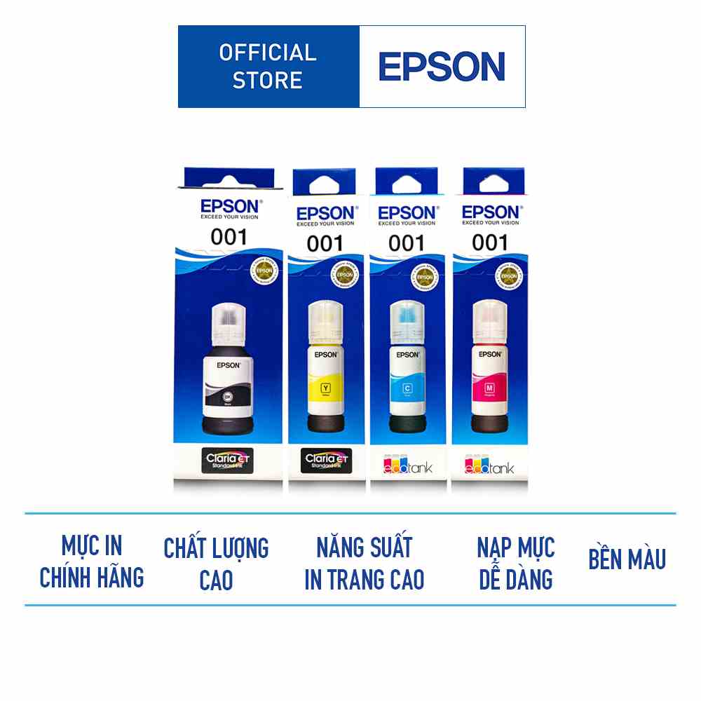 Combo Mực in chính hãng Epson 001 (dùng cho máy L4150/L4160/L6160/L6170/L6190,L4260,L4266,L6260,L6270,L6290,L14150)