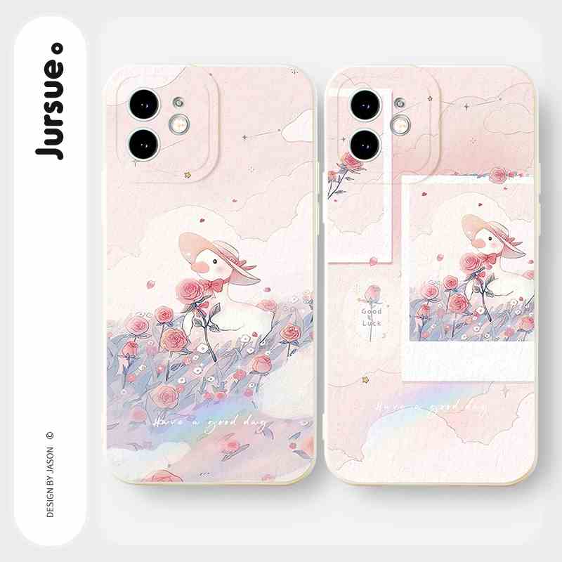 Ốp lưng JURSUE mềm chống sốc hình dễ thương đẹp độc lạ Cho iPhone 14 13 12 11 Pro Max SE 2020 X XR XS 8 7 ip 6S 6 Plus Y3241