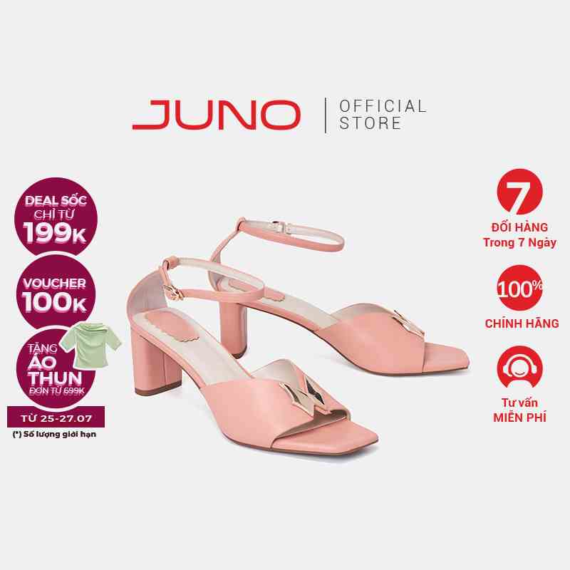 Giày Sandal Nữ 7cm Thời Trang JUNO Phối Khoá Trang Trí SD07097