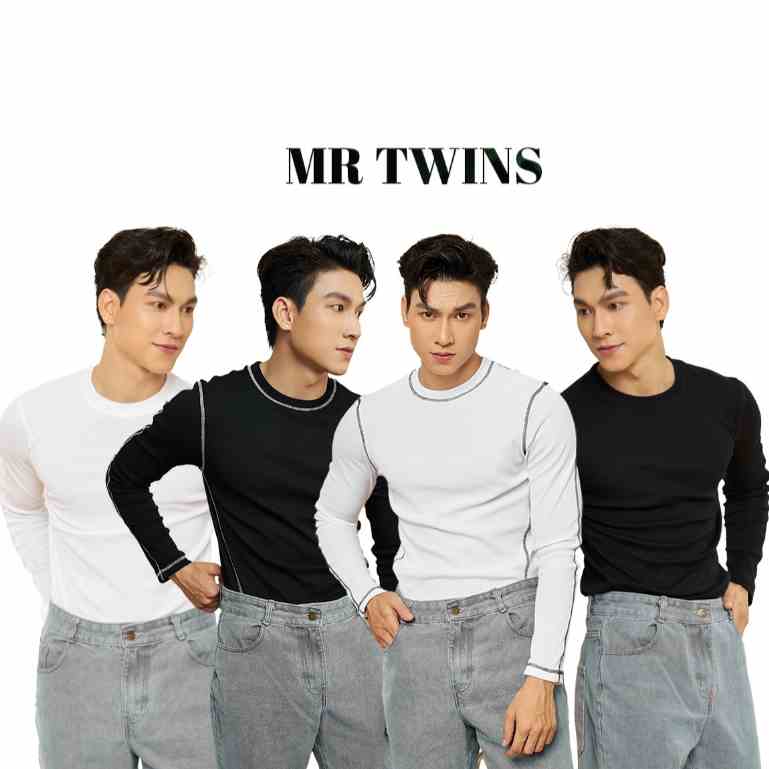 Áo Thun Nam Cổ Tròn Tay Dài Cotton Gân Form Body Thương HIệu MrTwins