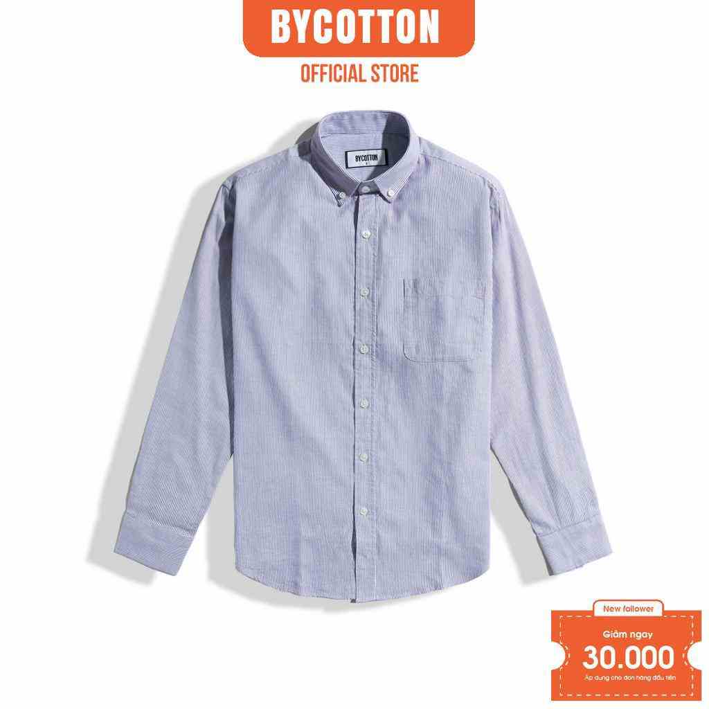 [Mã BYCOSM30 giảm 30% đơn 0K] Áo Sơ Mi Nam Dài Tay Phối Sọc BY COTTON Sọc Tím 050223