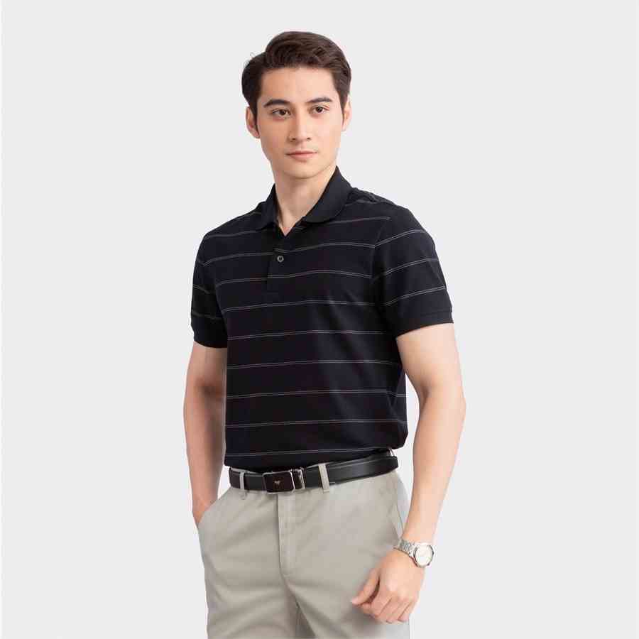 Áo polo ngắn tay ARISTINO phom Regular Fit suông nhẹ, họa tiết dệt kẻ ngang tinh tế - APS141S3