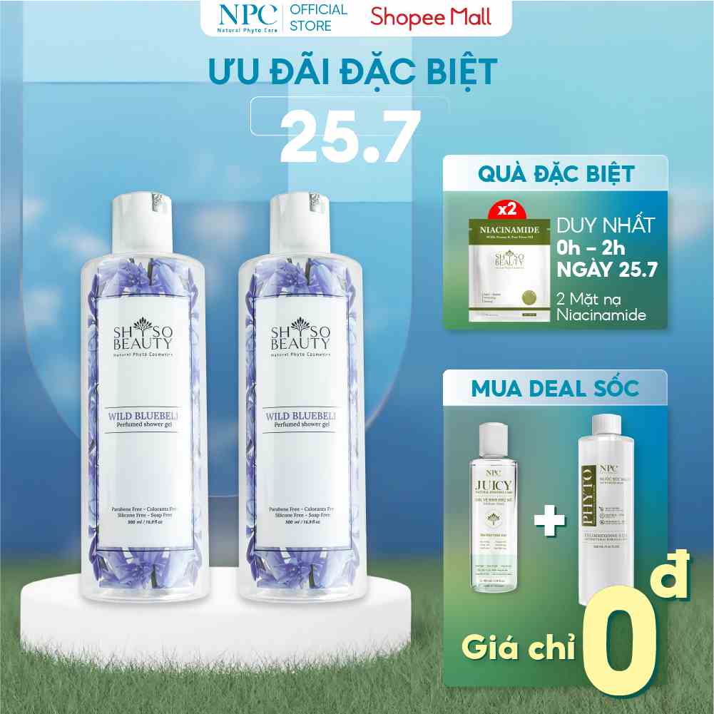 [Mã BMTTC60K giảm đến 60K đơn 50K] COMBO 2 chai sữa tắm nước hoa Anh quốc SHSO Beauty Wild Bluebell 500ml/chai