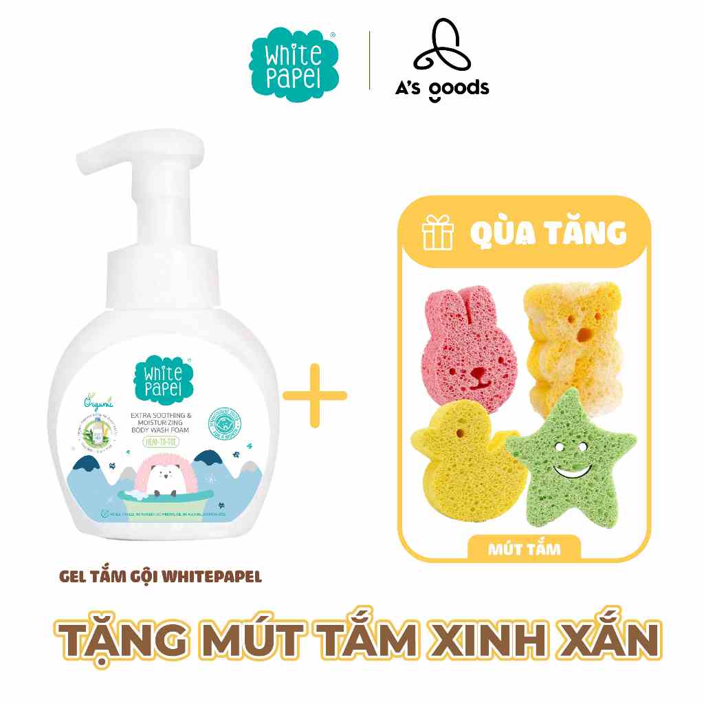 Sữa tắm Sữa Dê Dưỡng Ẩm Dịu Nhẹ Hữu Cơ Organic Dành Cho Bé White Papel 250ml