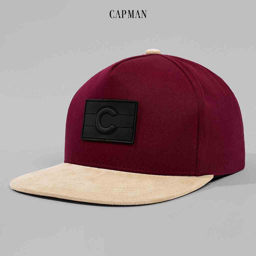 Mũ snapback màu đỏ kem CAPMAN lưỡi ngang hiphop CM87