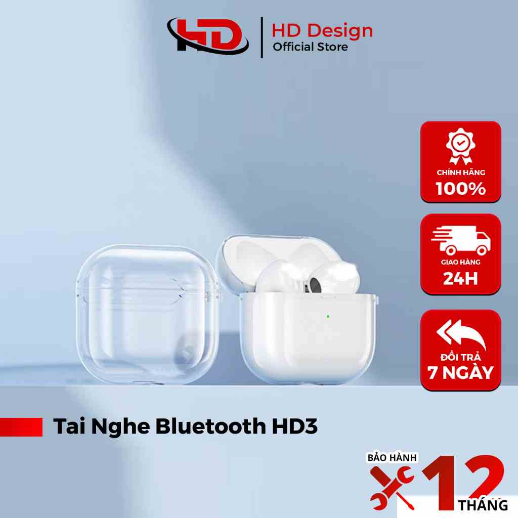 Tai Nghe Bluetooth Không Dây HD3  - Chất Âm Cực Hay - Có Mic Đàm Thoại - Chính Hãng HD Design