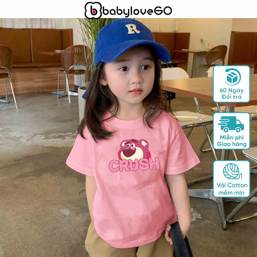 Áo thun cho bé gái BabyloveGO áo phông in hình gấu lotso dễ thương