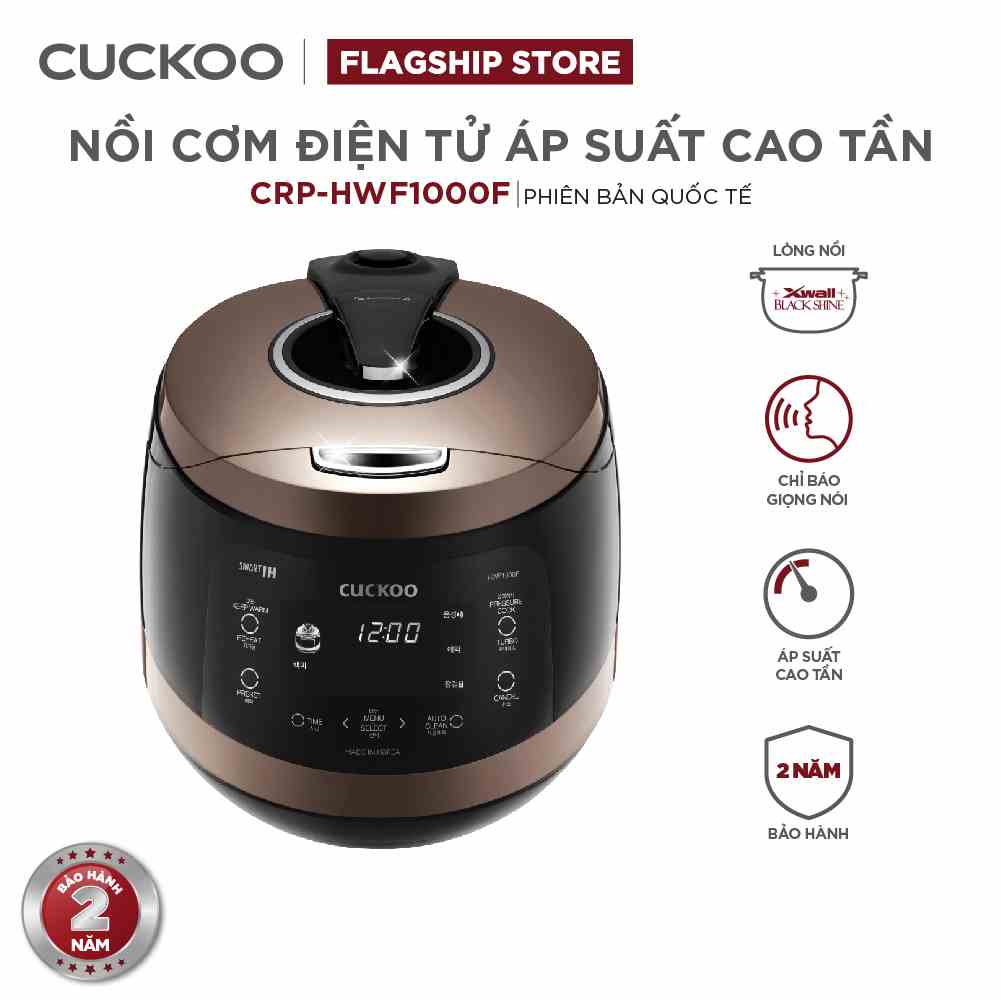 [Mã ELHACE02 giảm 12% đơn 2TR] Nồi cơm áp suất cao tần Cuckoo 1.8L CRP-HWF1000F thiết kế sang trọng - Bảo hành 2 năm