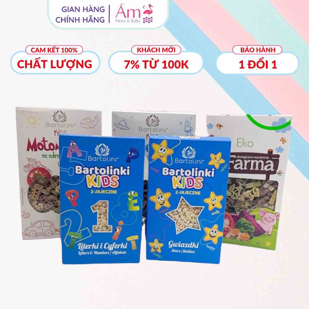 Mỳ Nui Ăn Dặm Hữu Cơ Cho Bé Organic Bartolini Ấm Baby An Toàn Giàu Chất Dinh Dưỡng Thực Phẩm Sạch 70G/150G Ấm Gift Decor