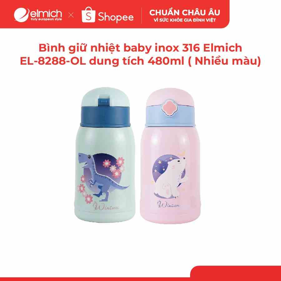 [LIFEMCMBP4 -12% đơn 250K] Bình giữ nhiệt baby inox 316 Elmich EL-8288-OL dung tích 480ml ( Nhiều màu)