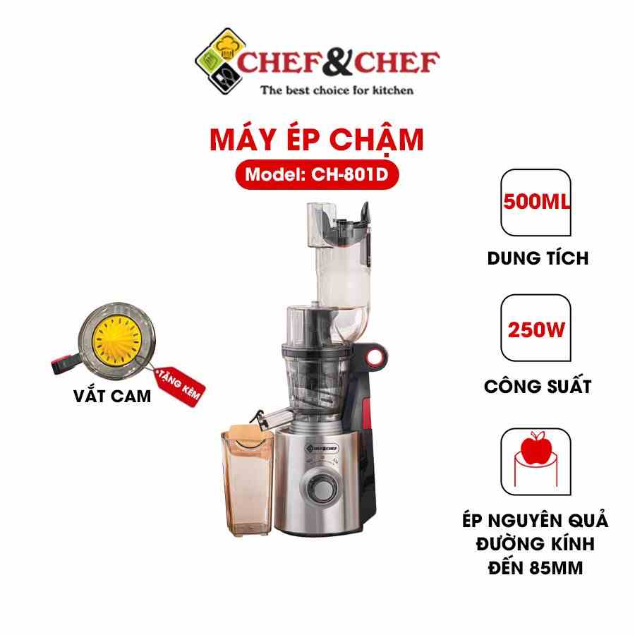 Máy ép chậm 2 trong 1 CH - 801D ép hoa quả nguyên trái, vắt cam bảo hành tại nhà 12 tháng.