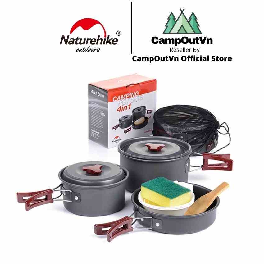 [Mã BMLTB200 giảm đến 100K đơn 499K] Bộ nồi nấu ăn Naturehike Campoutvn cắm trại dã ngoại NH15T203-G A426