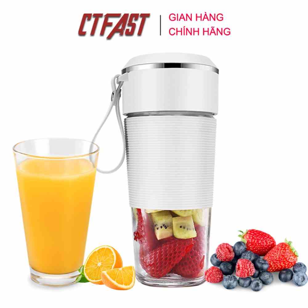 Máy xay sinh tố cầm tay mini CTFAST-JUICER chất liệu cốc thủy tinh an toàn, pin sạc 1500mAh, cảm ứng tự động