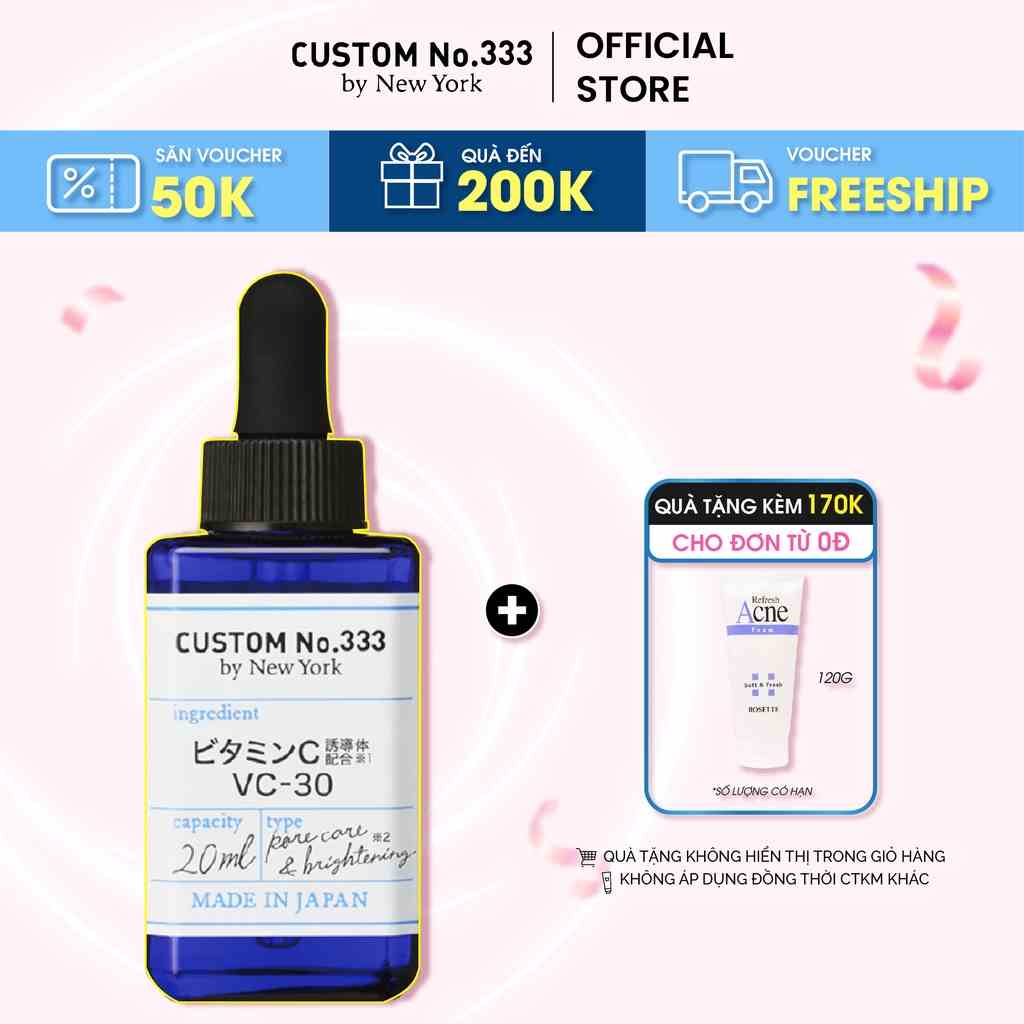 Tinh chất dẫn xuất Vitamin C tối đa giúp sáng da giảm thâm Custom No.333 by NY VC30 Serum 20 mL